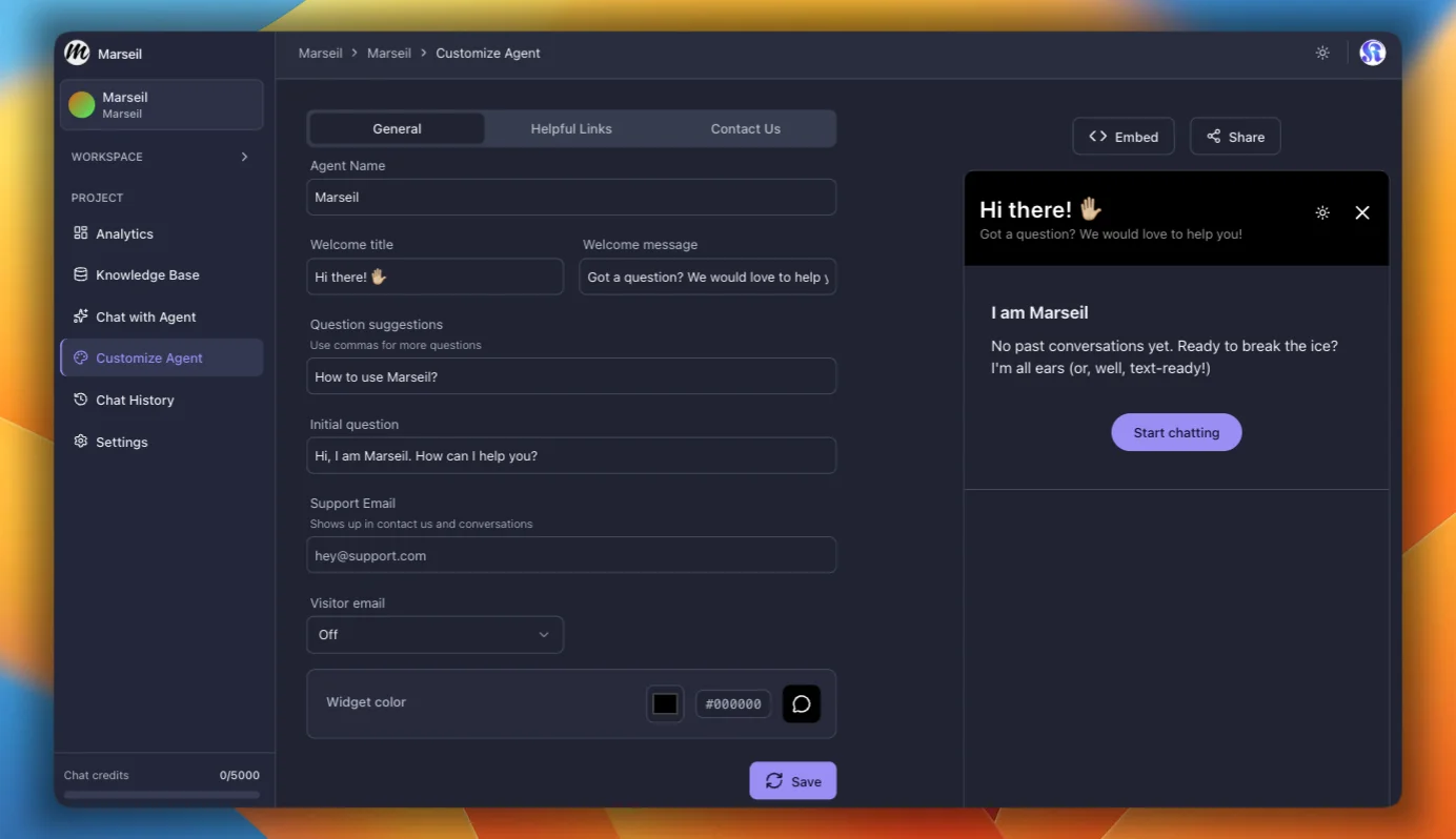 Customize agent
